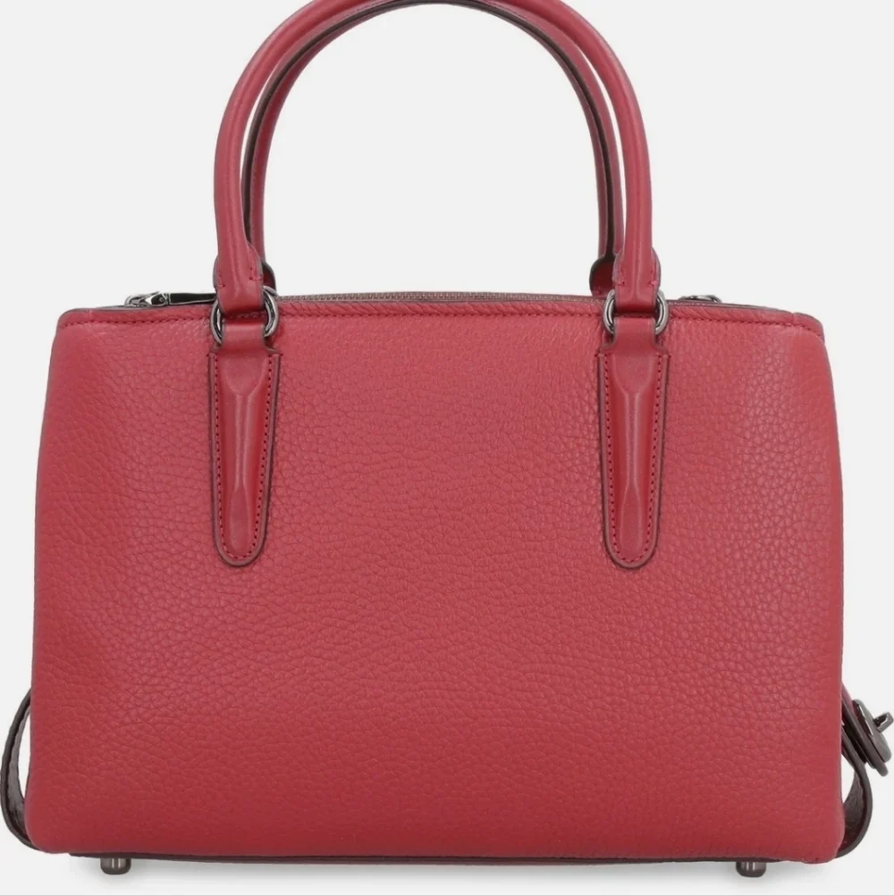 Coach Pebbled Leather Satchel in Rose Red
